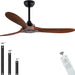 48 in. Black Wood Ceiling Fan with Light and Remote Control, Indoor Outdoor Dark Walnut Wood 3 Blades Ceiling Fan for Patio Living Room Bedroom Office-34-ErisView