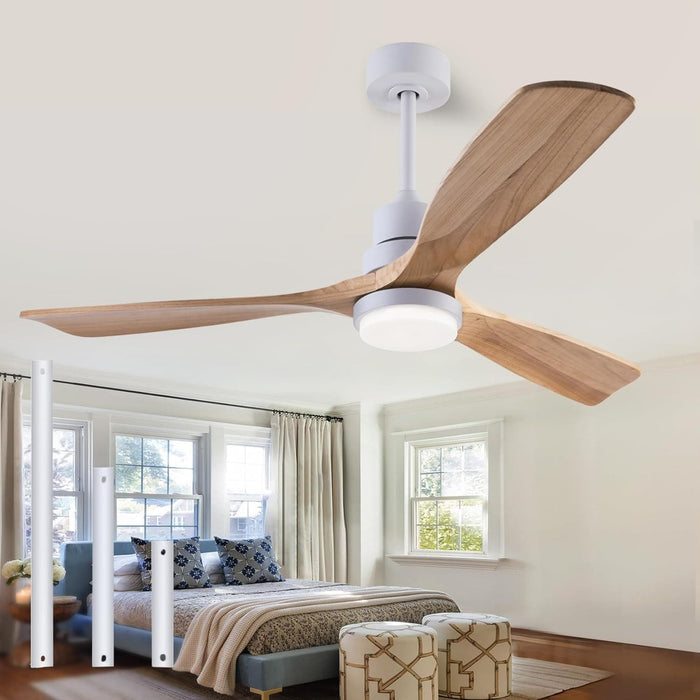 48 in. Black Wood Ceiling Fan with Light and Remote Control, Indoor Outdoor Dark Walnut Wood 3 Blades Ceiling Fan for Patio Living Room Bedroom Office-36-ErisView