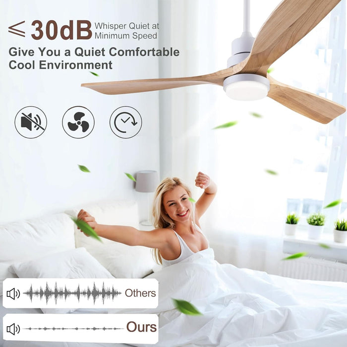 48 in. Black Wood Ceiling Fan with Light and Remote Control, Indoor Outdoor Dark Walnut Wood 3 Blades Ceiling Fan for Patio Living Room Bedroom Office-37-ErisView