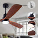 48 in. Black Wood Ceiling Fan with Light and Remote Control, Indoor Outdoor Dark Walnut Wood 3 Blades Ceiling Fan for Patio Living Room Bedroom Office-4-ErisView