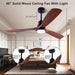 48 in. Black Wood Ceiling Fan with Light and Remote Control, Indoor Outdoor Dark Walnut Wood 3 Blades Ceiling Fan for Patio Living Room Bedroom Office-6-ErisView