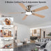 48 in. Brushed Nickel Remote Control Ceiling Fan and Light, Low Profile Flush Mount Ceiling Fan with Light for Bedroom-18-ErisView