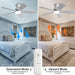 48 in. Brushed Nickel Remote Control Ceiling Fan and Light, Low Profile Flush Mount Ceiling Fan with Light for Bedroom-21-ErisView
