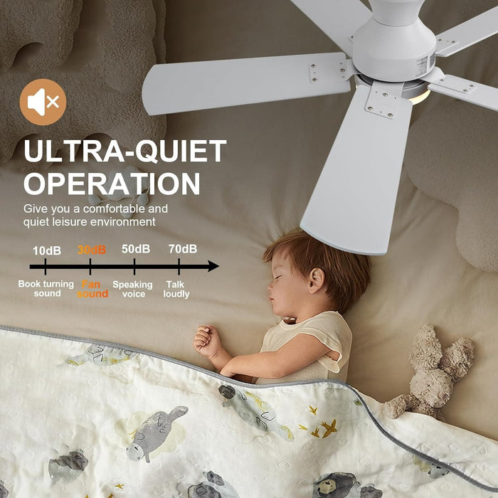 48 in. Brushed Nickel Remote Control Ceiling Fan and Light, Low Profile Flush Mount Ceiling Fan with Light for Bedroom-23-ErisView