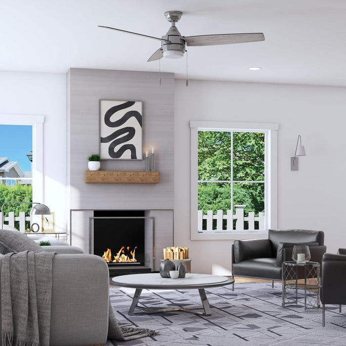 48 in. Ceiling Fan with LED Light Pull Chain, Reversible Brushed Nickel Ceiling Fan-2-ErisView