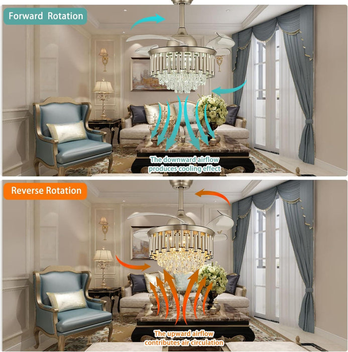 48 in. Chrome Dimmable Crystal Ceiling Fan, Retractable Blade Modern Fandelier Ceiling Fans with Light, Chandelier Fan with Remote Control for Living Room-11-ErisView