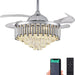 48 in. Chrome Dimmable Crystal Ceiling Fan, Retractable Blade Modern Fandelier Ceiling Fans with Light, Chandelier Fan with Remote Control for Living Room-1-ErisView