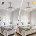 48 in. Chrome Modern Dimmable Crystal Fandelier, Retractable Blade Ceiling Fan with Light and Remote, Invisible LED Ceiling Fan-6-ErisView