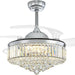 48 in. Chrome Modern Dimmable Crystal Fandelier, Retractable Blade Ceiling Fan with Light and Remote, Invisible LED Ceiling Fan-7-ErisView