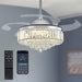 48 in. Chrome Modern Dimmable Crystal Fandelier, Retractable Blade Ceiling Fan with Light and Remote, Invisible LED Ceiling Fan-1-ErisView