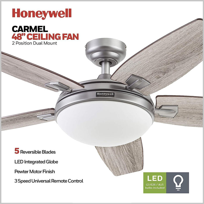 48 in. Contemporary Ceiling Fan with Light, Indoor LED Ceiling Fan with Remote Control, Bronze Reversible Fan for Summer Winter-29-ErisView