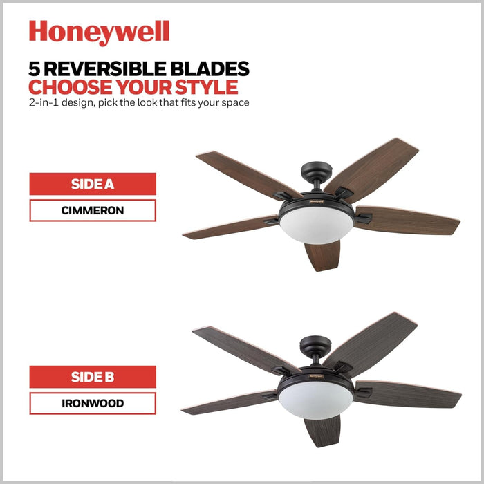 48 in. Contemporary Ceiling Fan with Light, Indoor LED Ceiling Fan with Remote Control, Bronze Reversible Fan for Summer Winter-4-ErisView