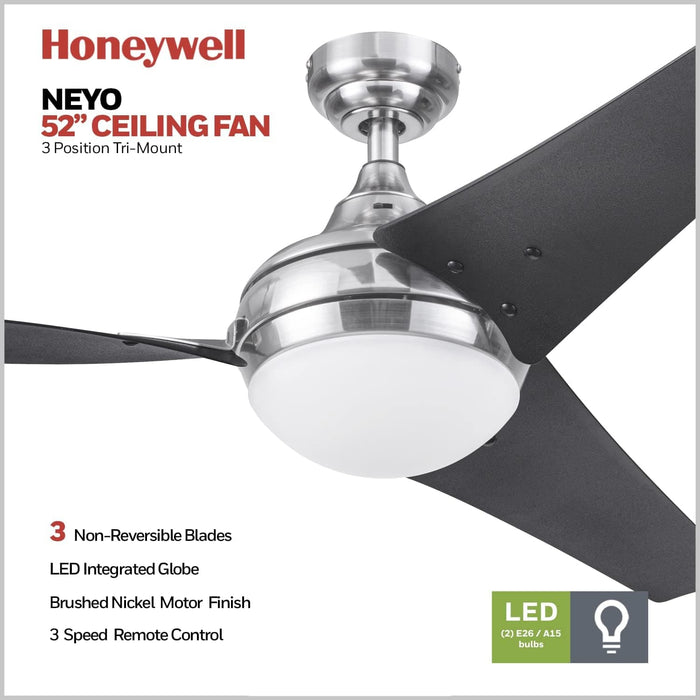 48 in. Contemporary Ceiling Fan with Light, Indoor LED Ceiling Fan with Remote Control, Bronze Reversible Fan for Summer Winter-52-ErisView