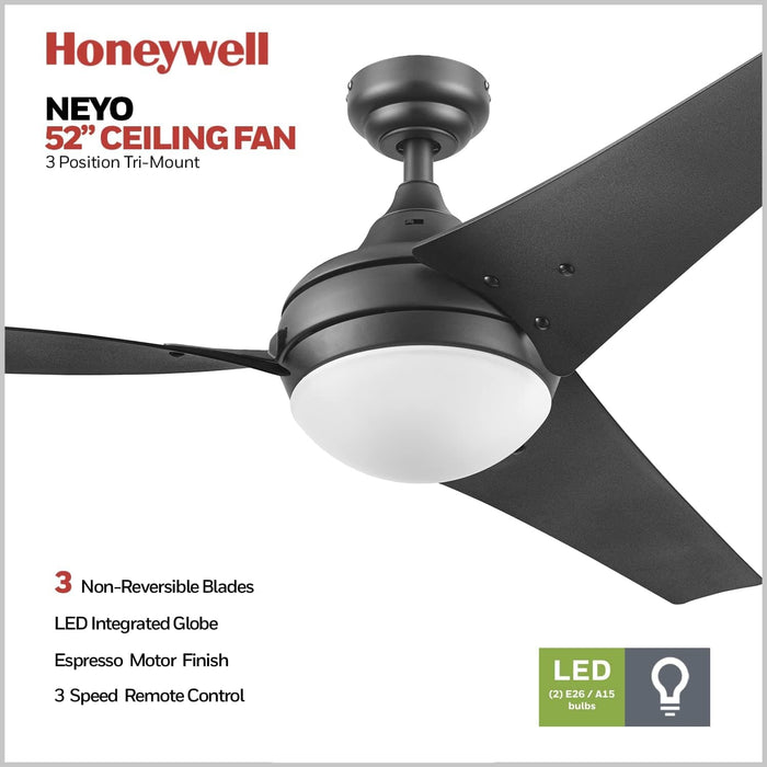 48 in. Contemporary Ceiling Fan with Light, Indoor LED Ceiling Fan with Remote Control, Bronze Reversible Fan for Summer Winter-70-ErisView
