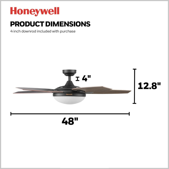 48 in. Contemporary Ceiling Fan with Light, Indoor LED Ceiling Fan with Remote Control, Bronze Reversible Fan for Summer Winter-9-ErisView