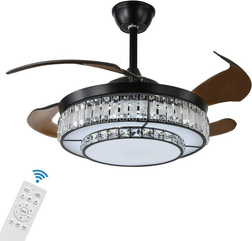 48 in. Contemporary Ceiling Fan with Light, Modern Ceiling Fan with Remote, Quiet Ceiling Fan for Bedroom, Retractable Blade Ceiling Fan for Summer Winter -1-ErisView