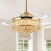 48 in. Crystal Ceiling Fan with Light and Remote Modern Dimmable Fandelier for Bedroom invisible Retractable Chandelier Fan Gold for Living Room Fan-1-ErisView