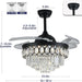 48 in. Dimmable Black Fandelier, Crystal LED Ceiling Fan with Lights and Remote, Modern Retractable Blade Ceiling Fan for Bedroom Dining Room Living Room-6-ErisView