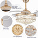 48 in. Dimmable Gold Fandelier for Bedroom, Crystal Chandeliers LED Ceiling Fan with Lights and Remote for Dining Room Living Room-6-ErisView
