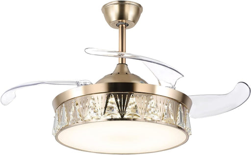 48 in. Fandelier Ceiling Fan, Gold Ceiling Fans with Light and Remote, Dimmable Flush Mount Low Profile Ceiling Fan-1-ErisView