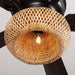 48 in. Farmhouse Flush Mount Ceiling Fan Light, 5-Blade Black Ceiling Fan with Bamboo Shade-ErisView