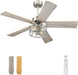 48 in. Farmhouse Industrial Ceiling Fans with Light, Remote Ceiling Fan with Light and Clear Glass, Gray Ceiling Fan, Oak Ceiling Fan-1-ErisView