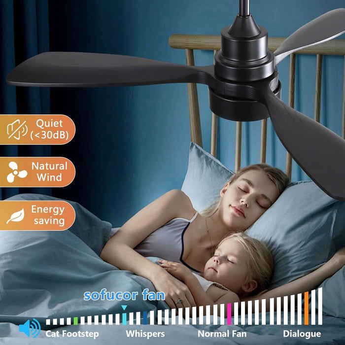 48 in. Indoor Outdoor Ceiling Fan with Light and Remote, Dimmable Smart Modern Ceiling Fan with Timer, Wood Ceiling Fan for Bedroom Living Room-10-ErisView