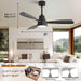 48 in. Indoor Outdoor Ceiling Fan with Light and Remote, Dimmable Smart Modern Ceiling Fan with Timer, Wood Ceiling Fan for Bedroom Living Room-11-ErisView