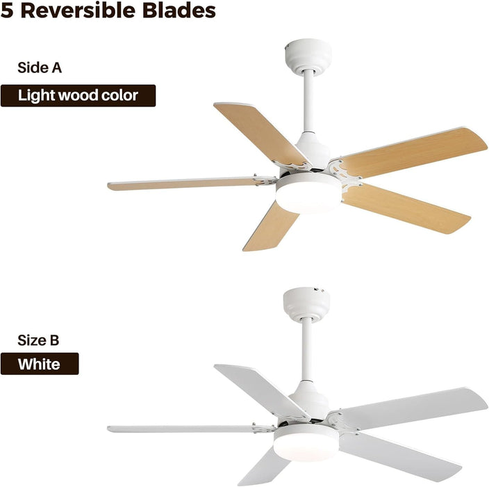 48 in. Indoor Outdoor Ceiling Fan with Light and Remote, Dimmable Smart Modern Ceiling Fan with Timer, Wood Ceiling Fan for Bedroom Living Room-14-ErisView