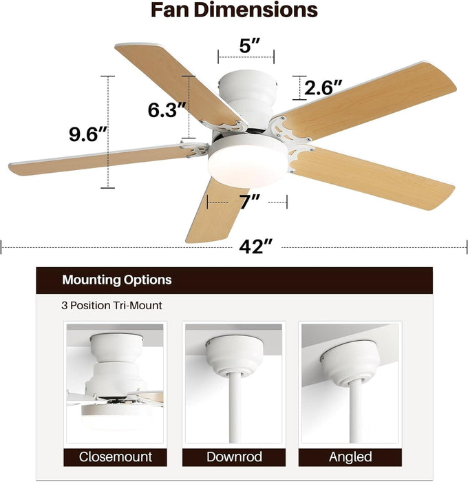 48 in. Indoor Outdoor Ceiling Fan with Light and Remote, Dimmable Smart Modern Ceiling Fan with Timer, Wood Ceiling Fan for Bedroom Living Room-17-ErisView
