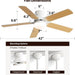 48 in. Indoor Outdoor Ceiling Fan with Light and Remote, Dimmable Smart Modern Ceiling Fan with Timer, Wood Ceiling Fan for Bedroom Living Room-17-ErisView