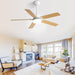 48 in. Indoor Outdoor Ceiling Fan with Light and Remote, Dimmable Smart Modern Ceiling Fan with Timer, Wood Ceiling Fan for Bedroom Living Room-19-ErisView