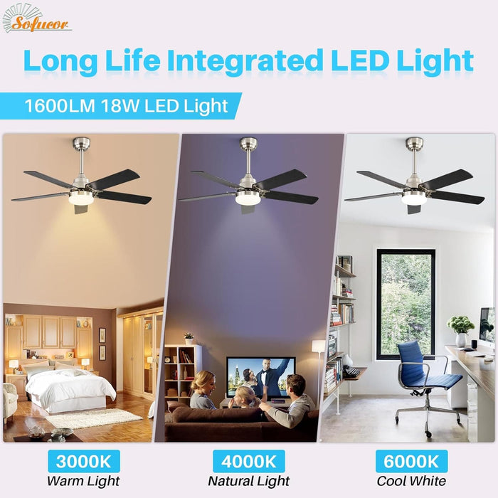 48 in. Indoor Outdoor Ceiling Fan with Light and Remote, Dimmable Smart Modern Ceiling Fan with Timer, Wood Ceiling Fan for Bedroom Living Room-31-ErisView