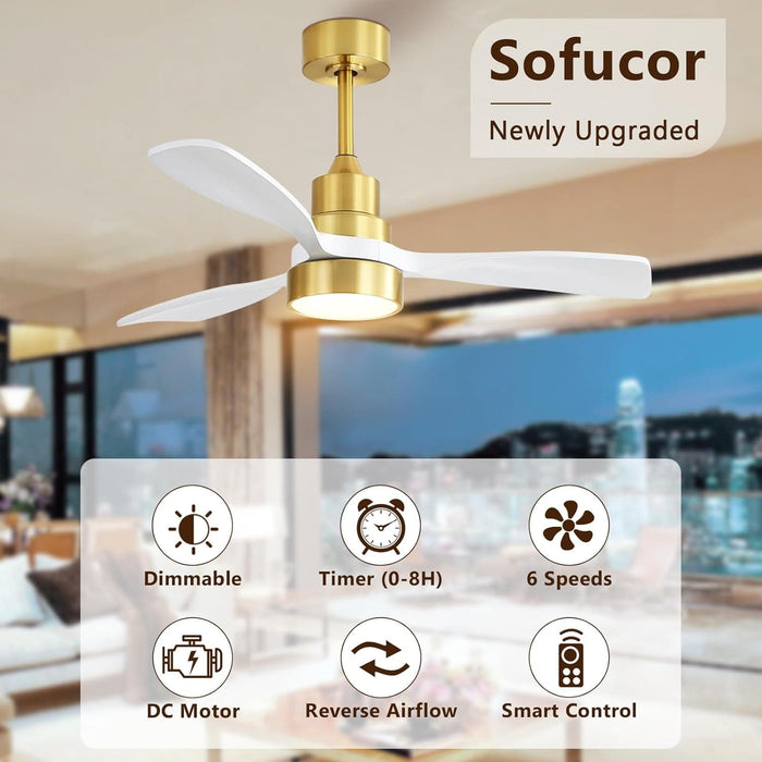48 in. Indoor Outdoor Ceiling Fan with Light and Remote, Dimmable Smart Modern Ceiling Fan with Timer, Wood Ceiling Fan for Bedroom Living Room-40-ErisView