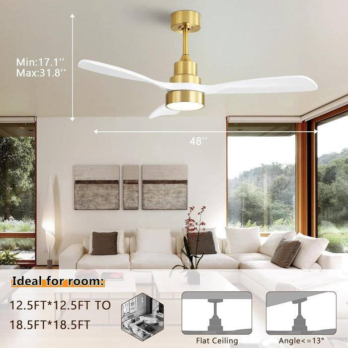 48 in. Indoor Outdoor Ceiling Fan with Light and Remote, Dimmable Smart Modern Ceiling Fan with Timer, Wood Ceiling Fan for Bedroom Living Room-41-ErisView