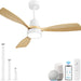 48 in. Indoor Outdoor Ceiling Fan with Light and Remote, Dimmable Smart Modern Ceiling Fan with Timer, Wood Ceiling Fan for Bedroom Living Room-42-ErisView