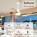 48 in. Indoor Outdoor Ceiling Fan with Light and Remote, Dimmable Smart Modern Ceiling Fan with Timer, Wood Ceiling Fan for Bedroom Living Room-46-ErisView