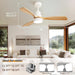 48 in. Indoor Outdoor Ceiling Fan with Light and Remote, Dimmable Smart Modern Ceiling Fan with Timer, Wood Ceiling Fan for Bedroom Living Room-47-ErisView