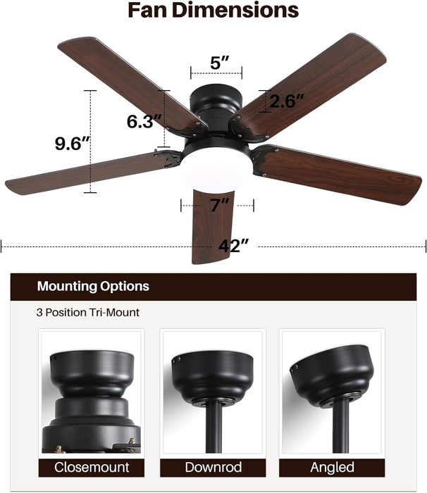 48 in. Indoor Outdoor Ceiling Fan with Light and Remote, Dimmable Smart Modern Ceiling Fan with Timer, Wood Ceiling Fan for Bedroom Living Room-53-ErisView