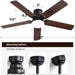 48 in. Indoor Outdoor Ceiling Fan with Light and Remote, Dimmable Smart Modern Ceiling Fan with Timer, Wood Ceiling Fan for Bedroom Living Room-53-ErisView