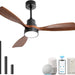48 in. Indoor Outdoor Ceiling Fan with Light and Remote, Dimmable Smart Modern Ceiling Fan with Timer, Wood Ceiling Fan for Bedroom Living Room-1-ErisView