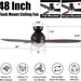 48 in. Light Wood Flush Mount Outdoor Ceiling Fans with Remote, Dimmable LED Ceiling Fan and Light, Work with Alexa Siri Google Home-7-ErisView