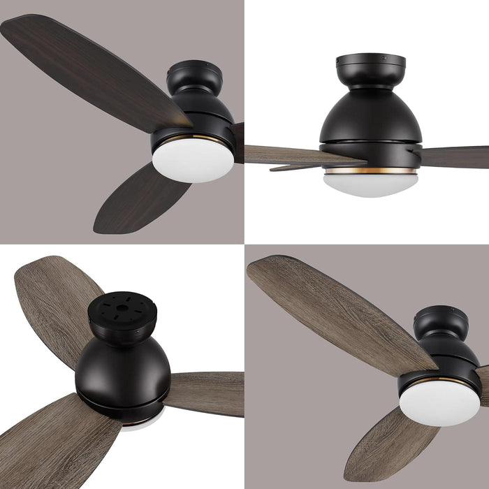 48 in. Light Wood Flush Mount Outdoor Ceiling Fans with Remote, Dimmable LED Ceiling Fan and Light, Work with Alexa Siri Google Home-9-ErisView