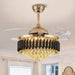 48 in. Luxury Crystal Ceiling Fan Chandelier with Light and Remote, Modern Ceiling Fan without Blades for Living Room Dining Room Foyer Hotel-1-ErisView