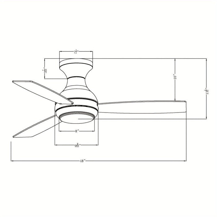 48 in. Modern 3-Blade Bronze Flush Mount Ceiling Fan with LED Light and Remote-ErisView