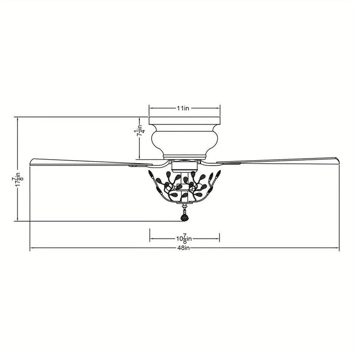 48 in. Modern Chrome Ceiling Fan with Crystal Shade, 5-Blade Reversible Flush Mount Ceiling Fan with Remote-ErisView