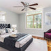 48 in. Modern Chrome Ceiling Fan with Crystal Shade, 5-Blade Reversible Flush Mount Ceiling Fan with Remote-ErisView