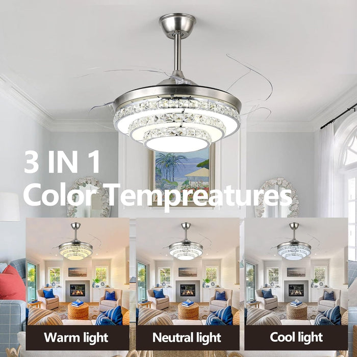 48 in. Modern Crystal Ceiling Fan with Light Remote, Retractable LED Ceiling Fan Chandelier for Living Room Bedroom, Dining Room-4-ErisView