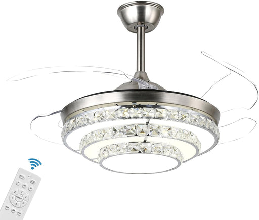 48 in. Modern Crystal Ceiling Fan with Light Remote, Retractable LED Ceiling Fan Chandelier for Living Room Bedroom, Dining Room-1-ErisView