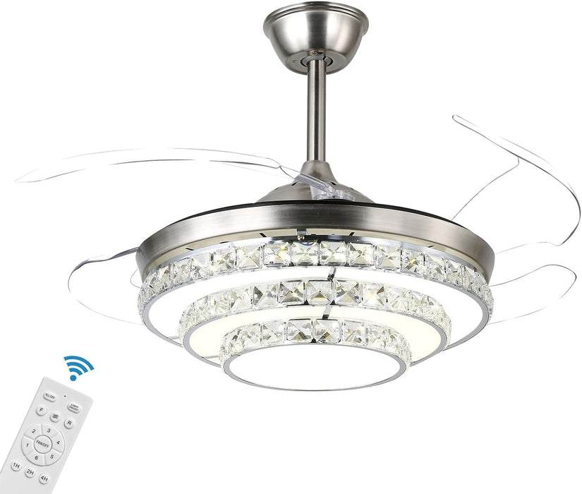 48 in. Modern Crystal Ceiling Fan with Light Remote, Retractable LED Ceiling Fan Chandelier for Living Room Bedroom, Dining Room-1-ErisView